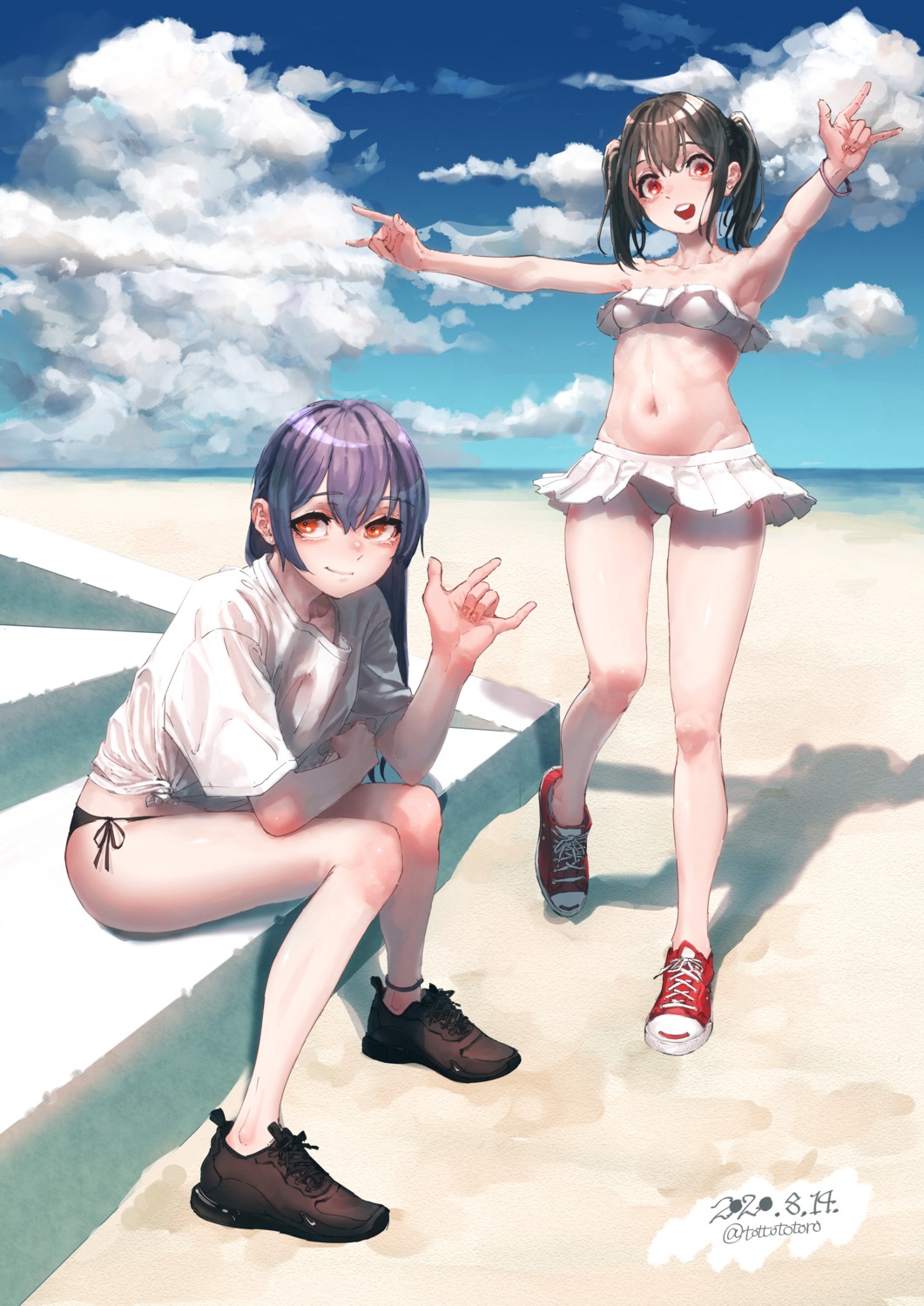 bikini, ghode_(basashi), love_live!, love_live!_(series), see_through, skirt_lift, sonoda_umi, swimsuits, yazawa_nico