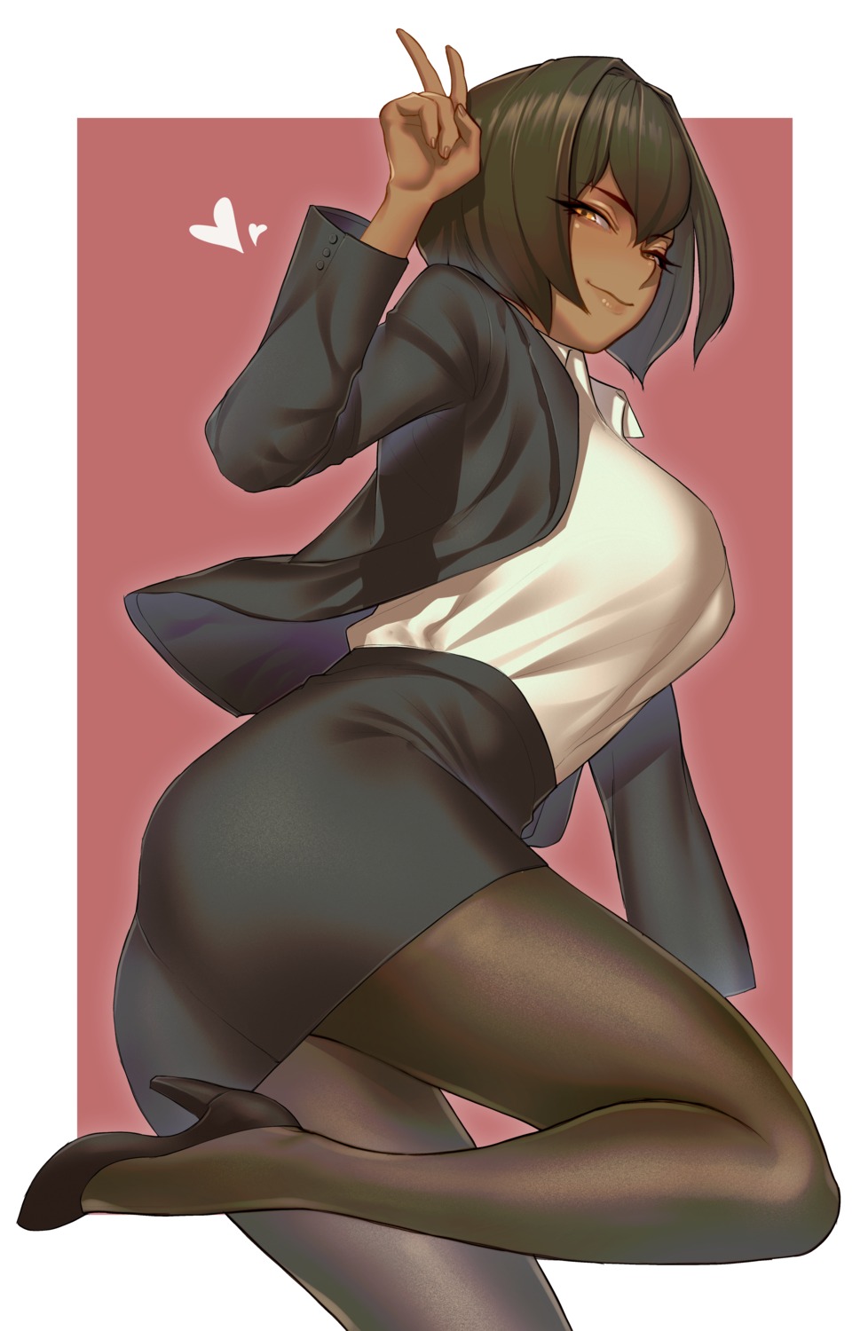 ass, business_suit, heels, pantyhose, rakuga_kiya