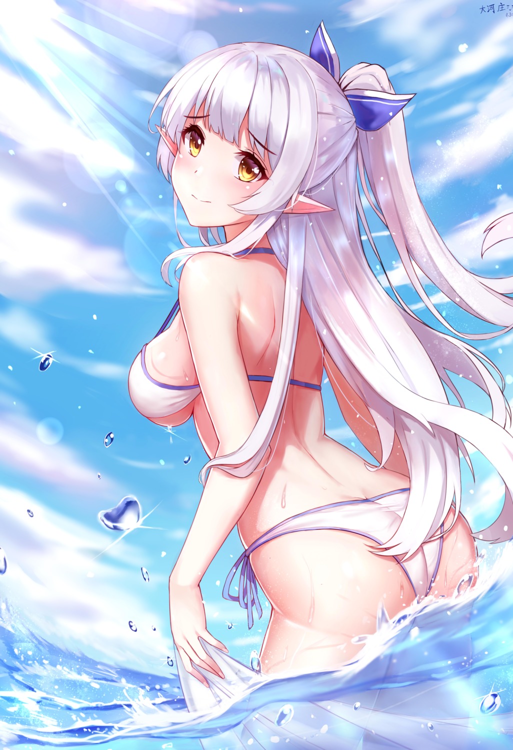 ass, bikini, dahe_zhuang_(yishi_fanhua), pointy_ears, swimsuits, wet