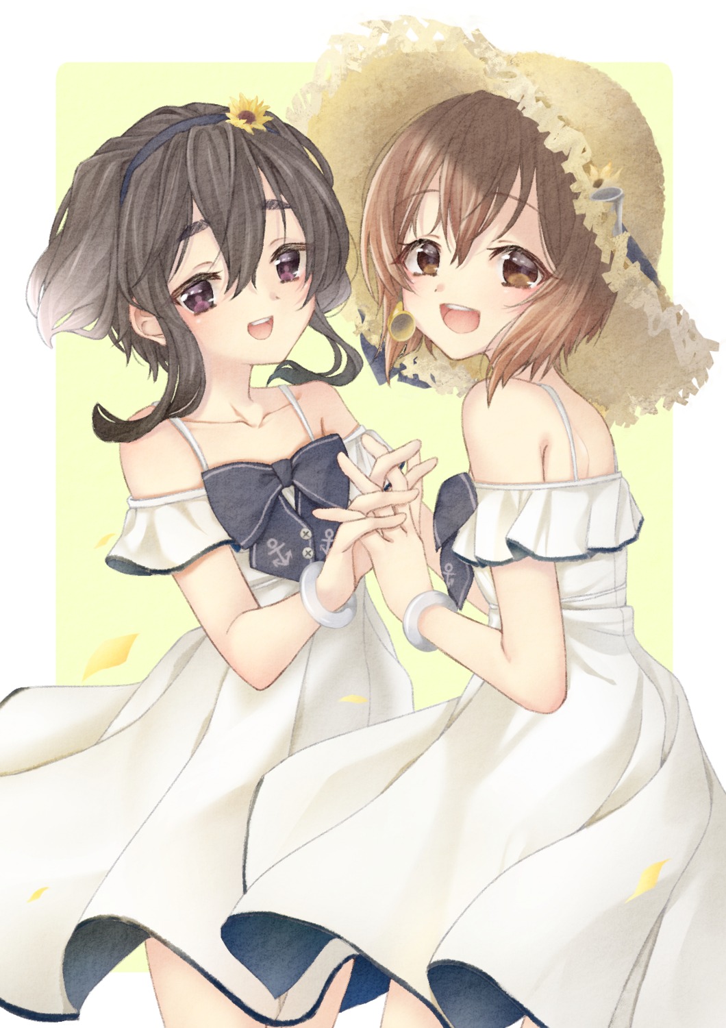 amane_(axmaxne), dress, kantai_collection, summer_dress, tokitsukaze_(kancolle), yukikaze_(kancolle)