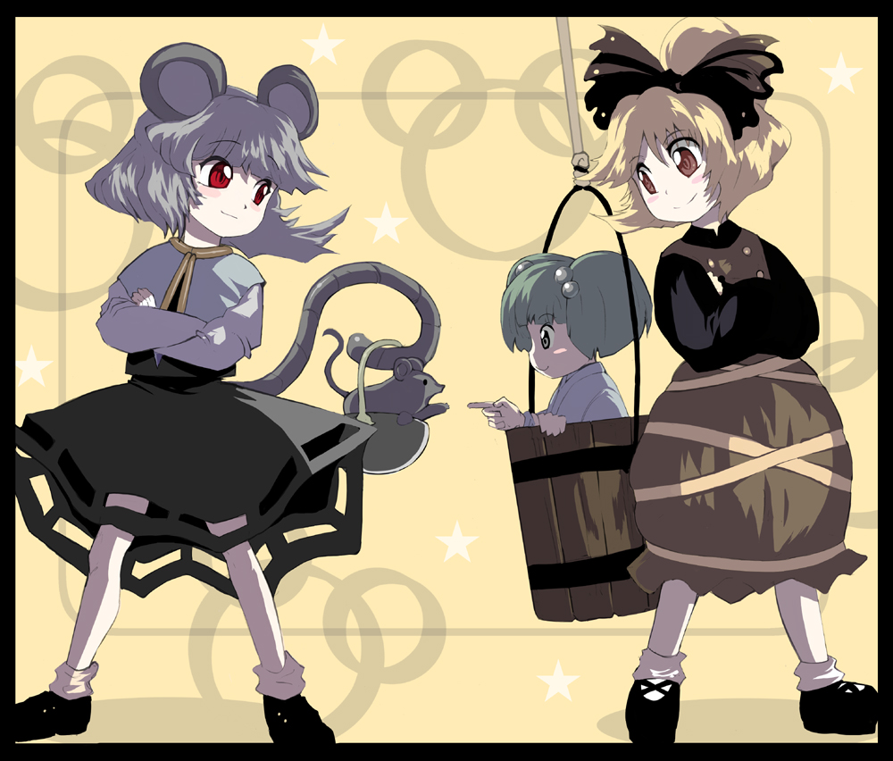 animal_ears, kisume, kurodani_yamame, nazrin, shape, touhou