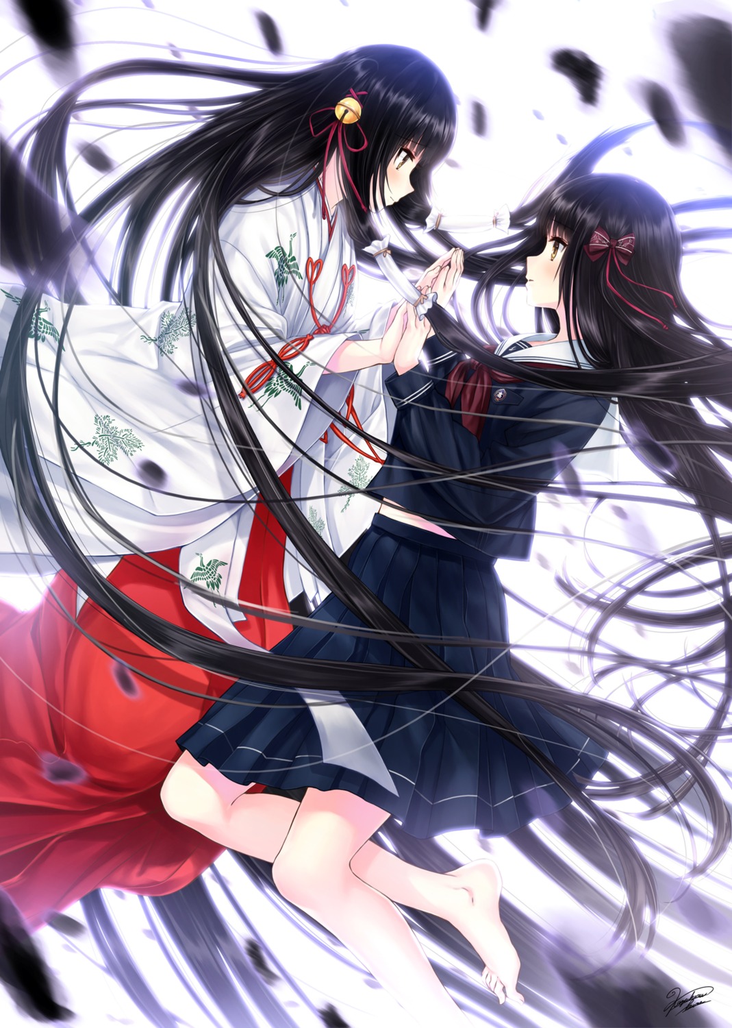 dmm_games, iwaihime, kazuharu_kina, miko, seifuku, yuri