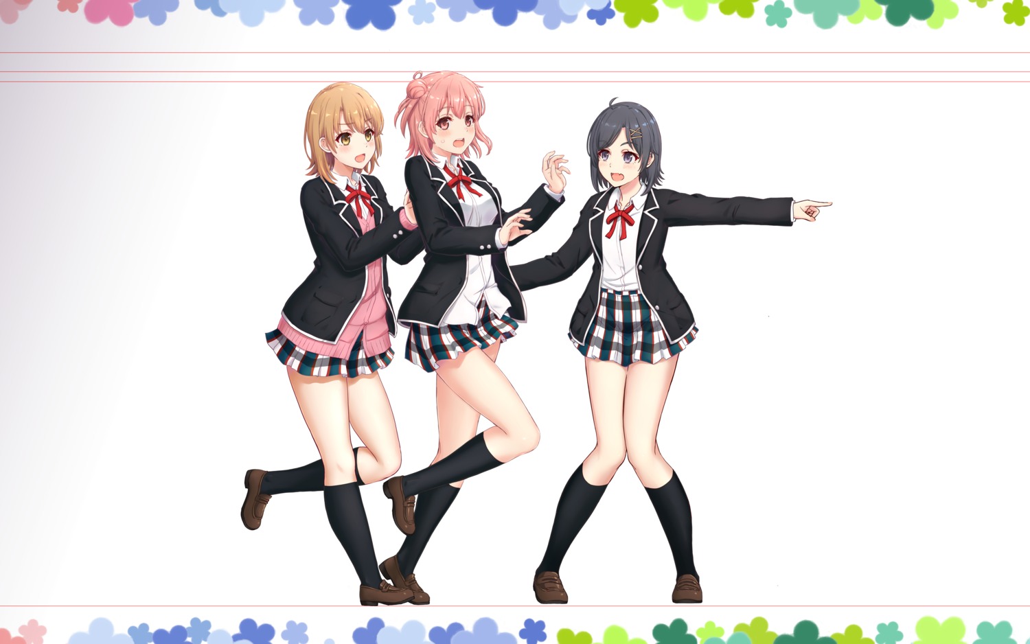 hikigaya_komachi, inanaki_shiki, isshiki_iroha, seifuku, sweater, yahari_ore_no_seishun_lovecome_wa_machigatteiru., yuigahama_yui