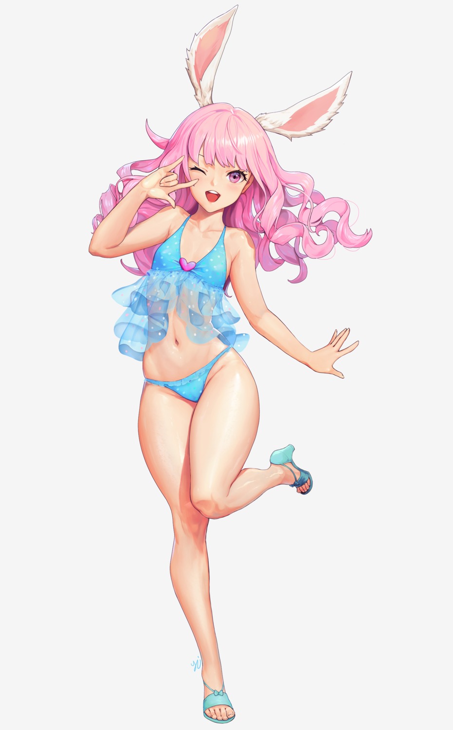 animal_ears, bikini, bunny_ears, elin, see_through, swimsuits, tera_online, y.i._(lave2217)