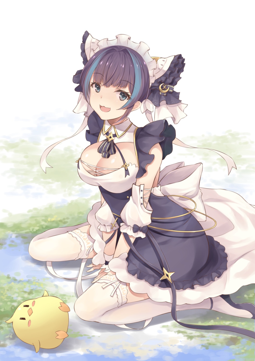 azur_lane, cheshire_(azur_lane), iroha_(unyun), maid, manjuu_(azur_lane), no_bra, thighhighs