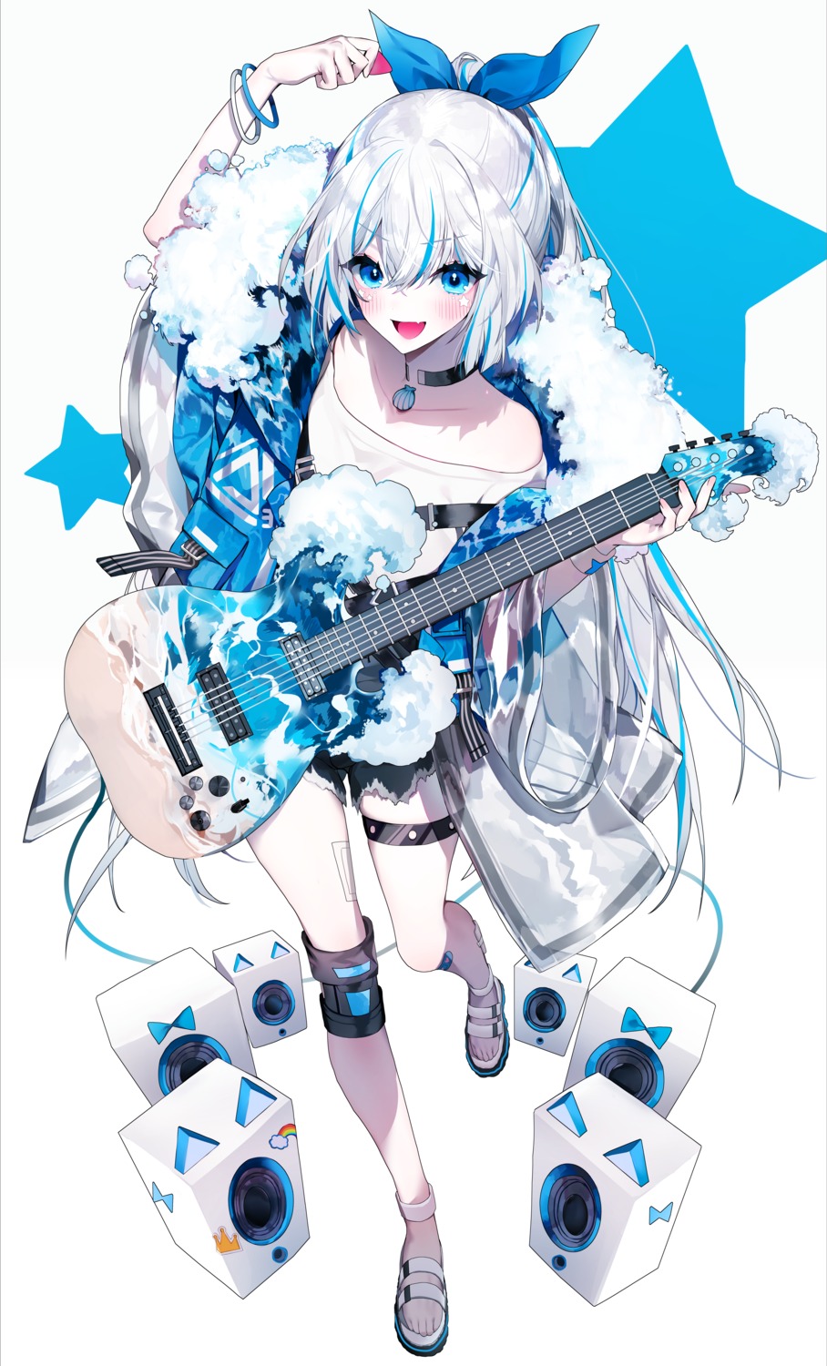 bandaid, garter, guitar, muaooooo, torn_clothes