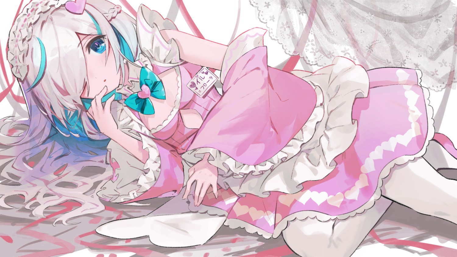 cleavage, hayama_eishi, ilu_fluor, ilu_fluor_(channel), lolita_fashion, pantyhose, skirt_lift