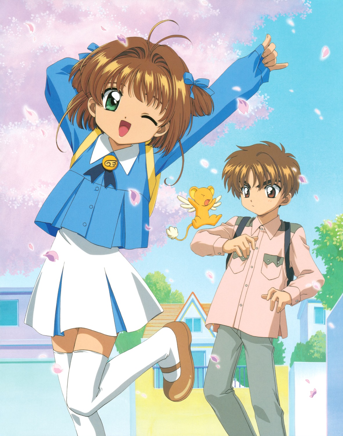 card_captor_sakura, fujita_mariko, kerberos, kinomoto_sakura, li_syaoran, madhouse, thighhighs