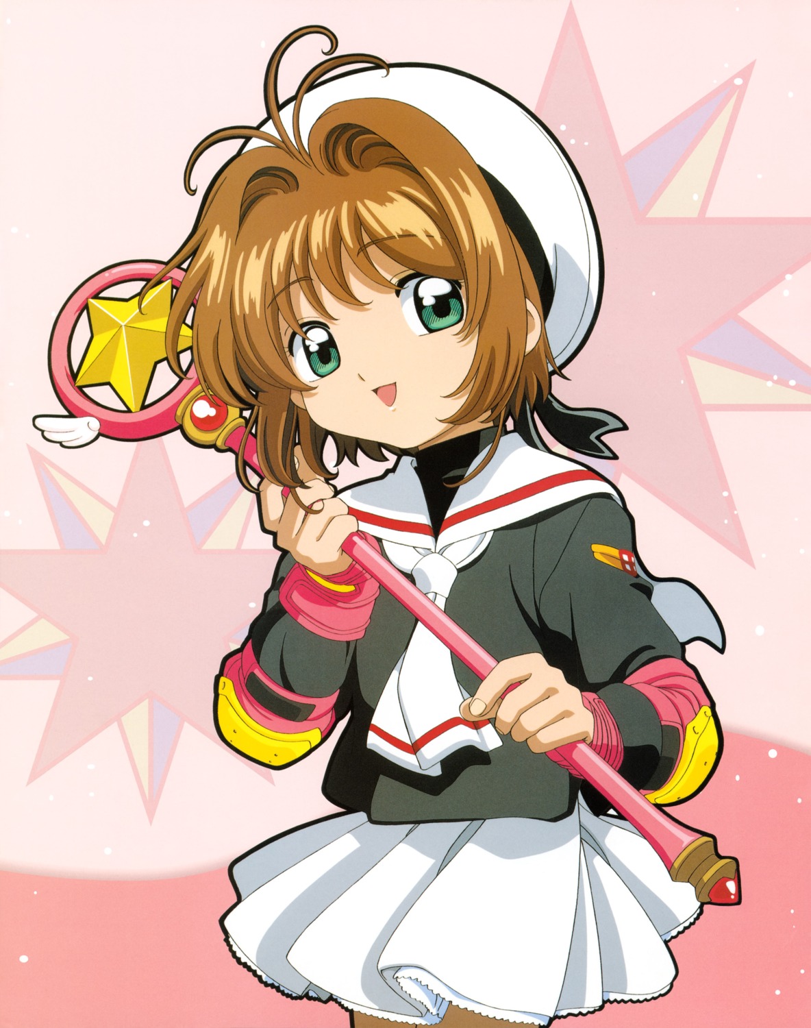 card_captor_sakura, hamada_kunihiko, kinomoto_sakura, madhouse, seifuku, weapon