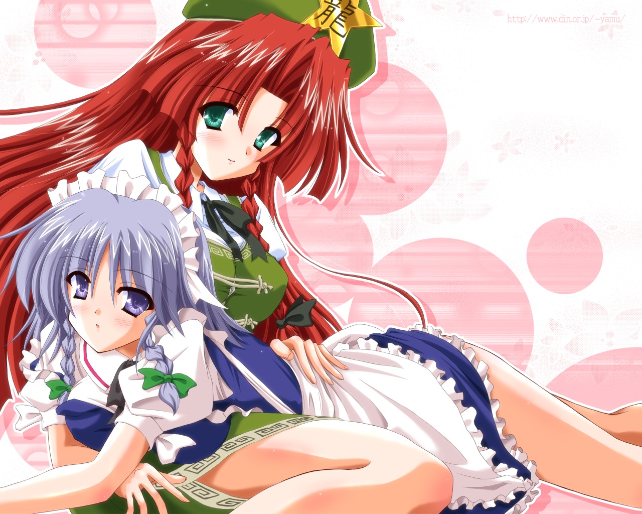 hong_meiling, izayoi_sakuya, reverse_noise, touhou, wallpaper, yamu