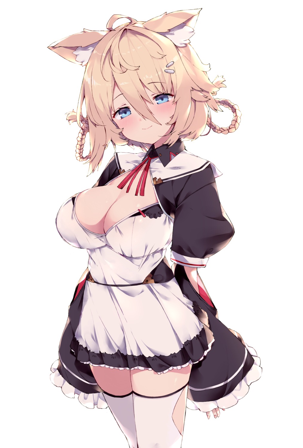 animal_ears, cleavage, haruyuki, maid, thighhighs
