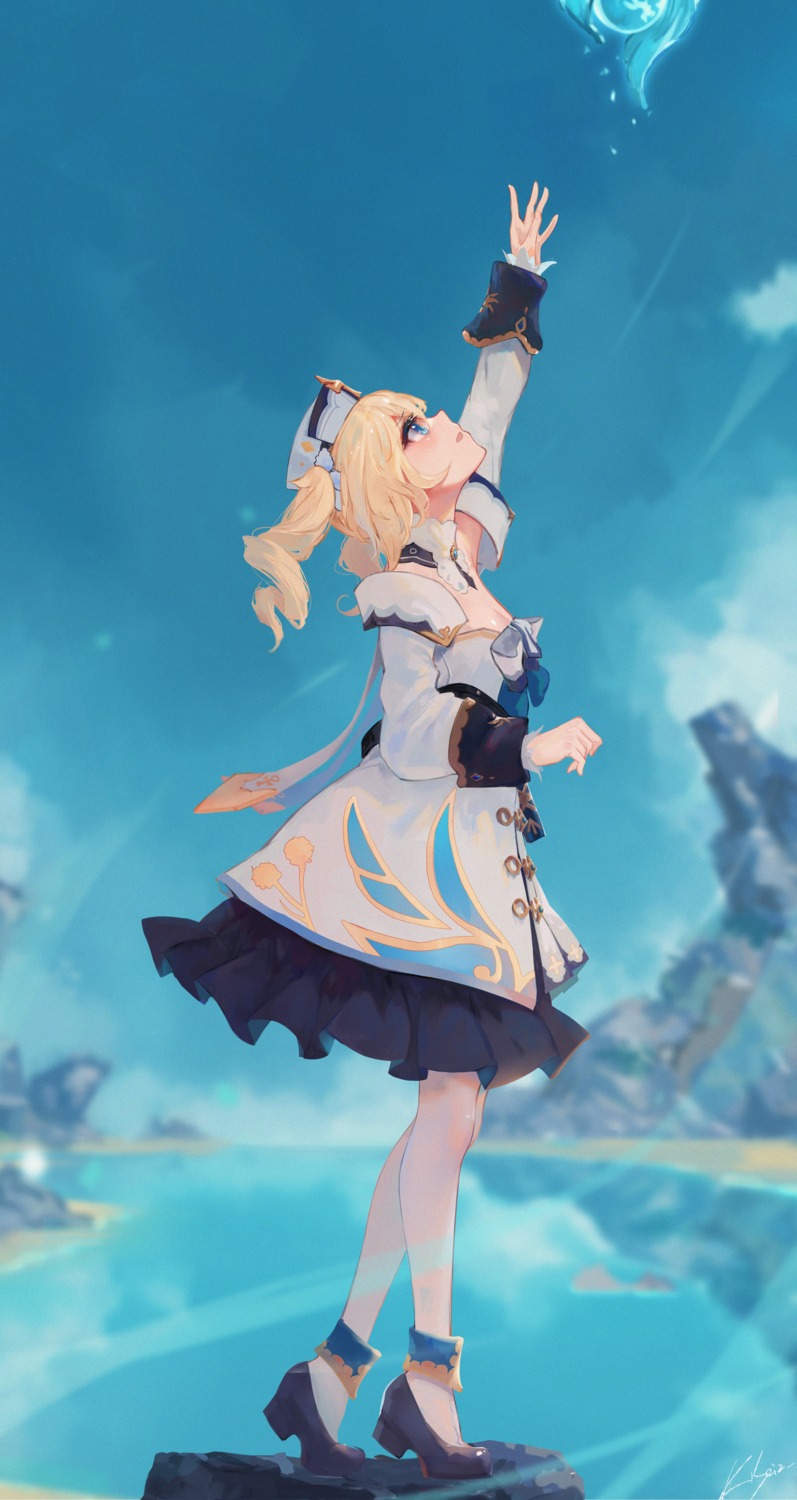 barbara_(genshin_impact), cleavage, dress, genshin_impact, heels, kisei2