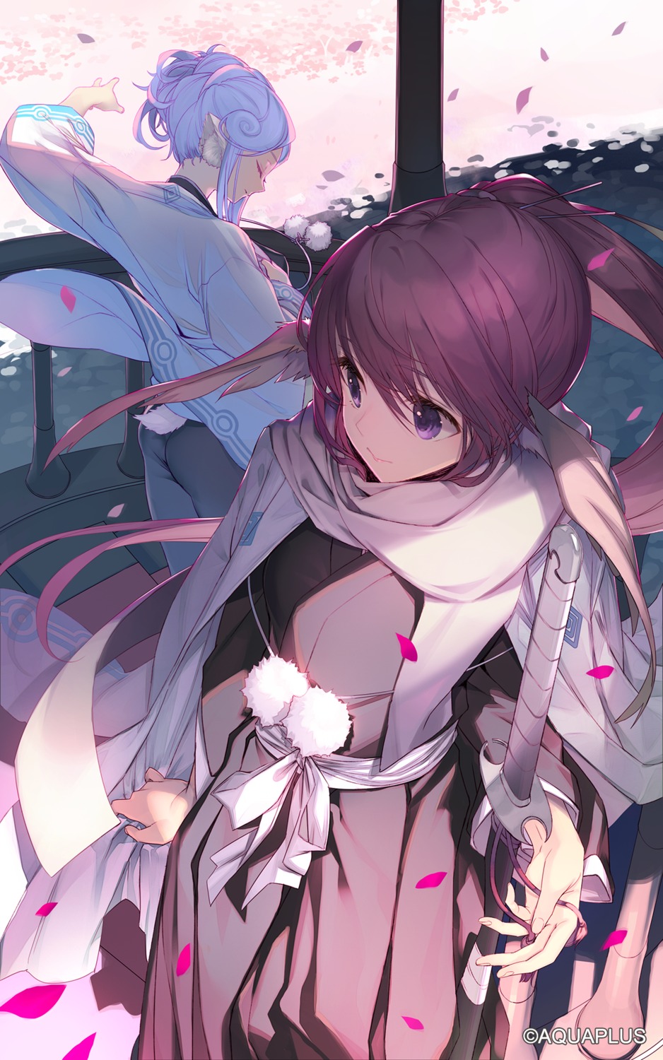 animal_ears, ass, japanese_clothes, pointy_ears, see_through, sword, tatami_to_hinoki, utawarerumono