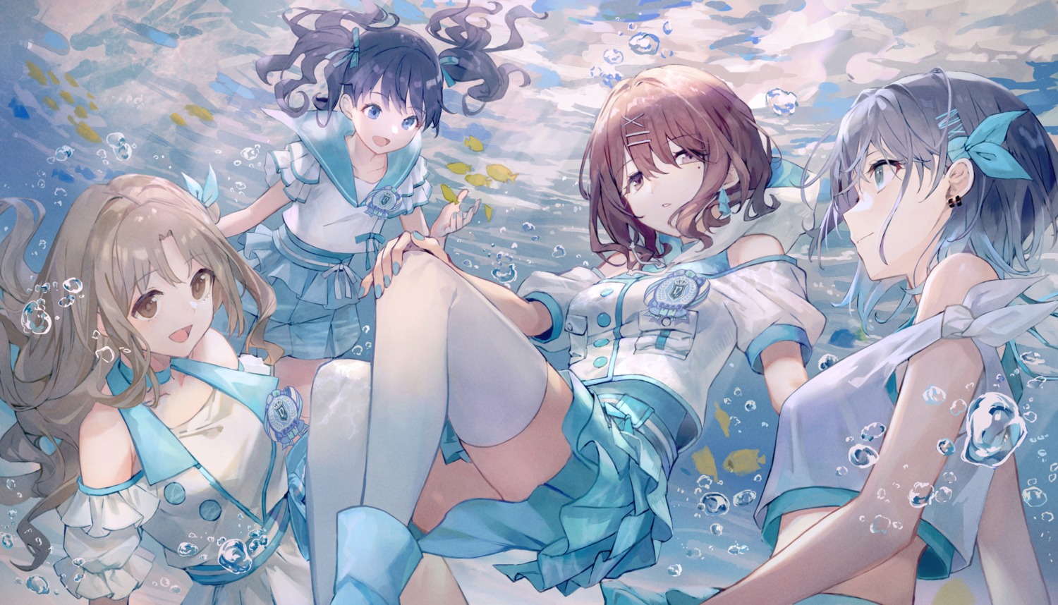 asakura_tooru, fukumaru_koito, higuchi_madoka, ichikawa_hinana, kobuta, skirt_lift, the_idolm@ster, the_idolm@ster_shiny_colors