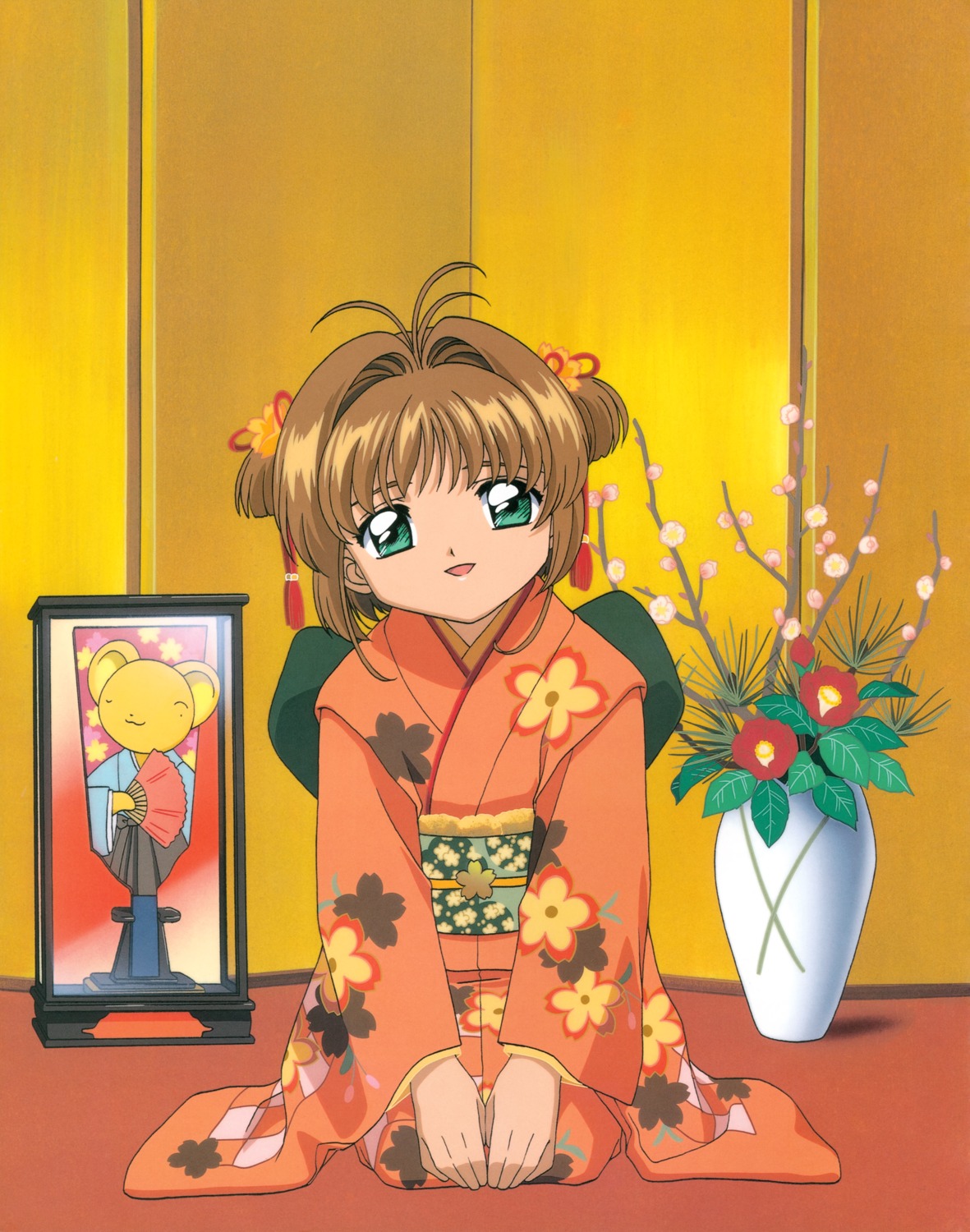 card_captor_sakura, fujita_mariko, kerberos, kimono, kinomoto_sakura, madhouse