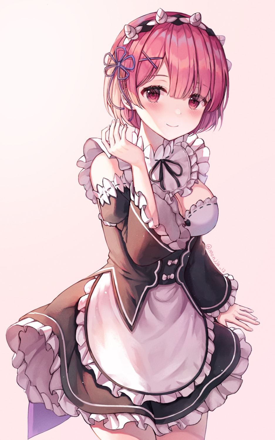 cleavage, maid, monjja, ram_(re_zero), re:zero_kara_hajimeru_isekai_seikatsu