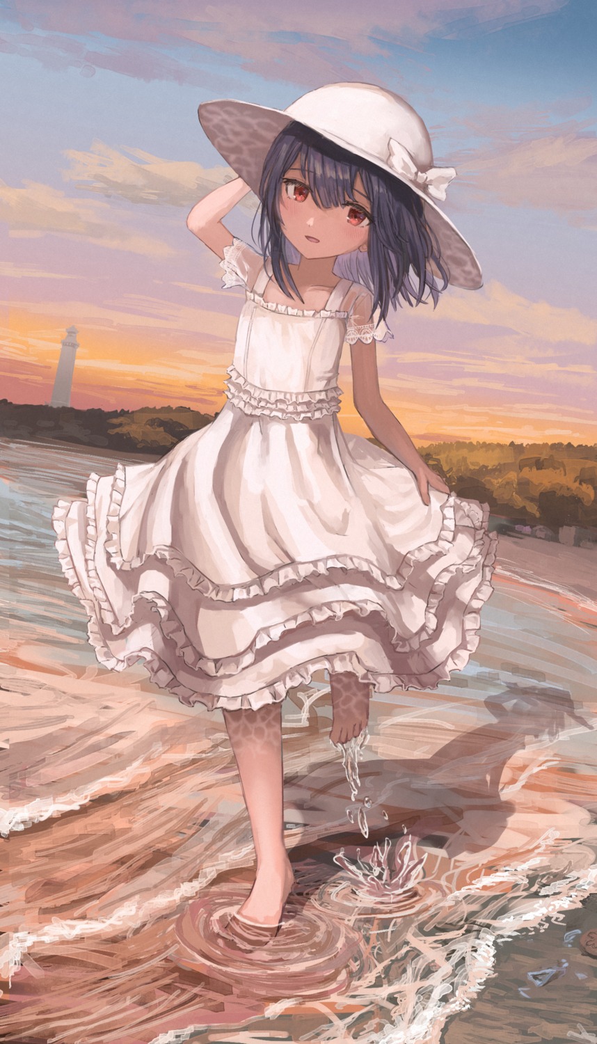 dress, morino_rinze, nemu_kotatsu, skirt_lift, summer_dress, the_idolm@ster, the_idolm@ster_shiny_colors, wet