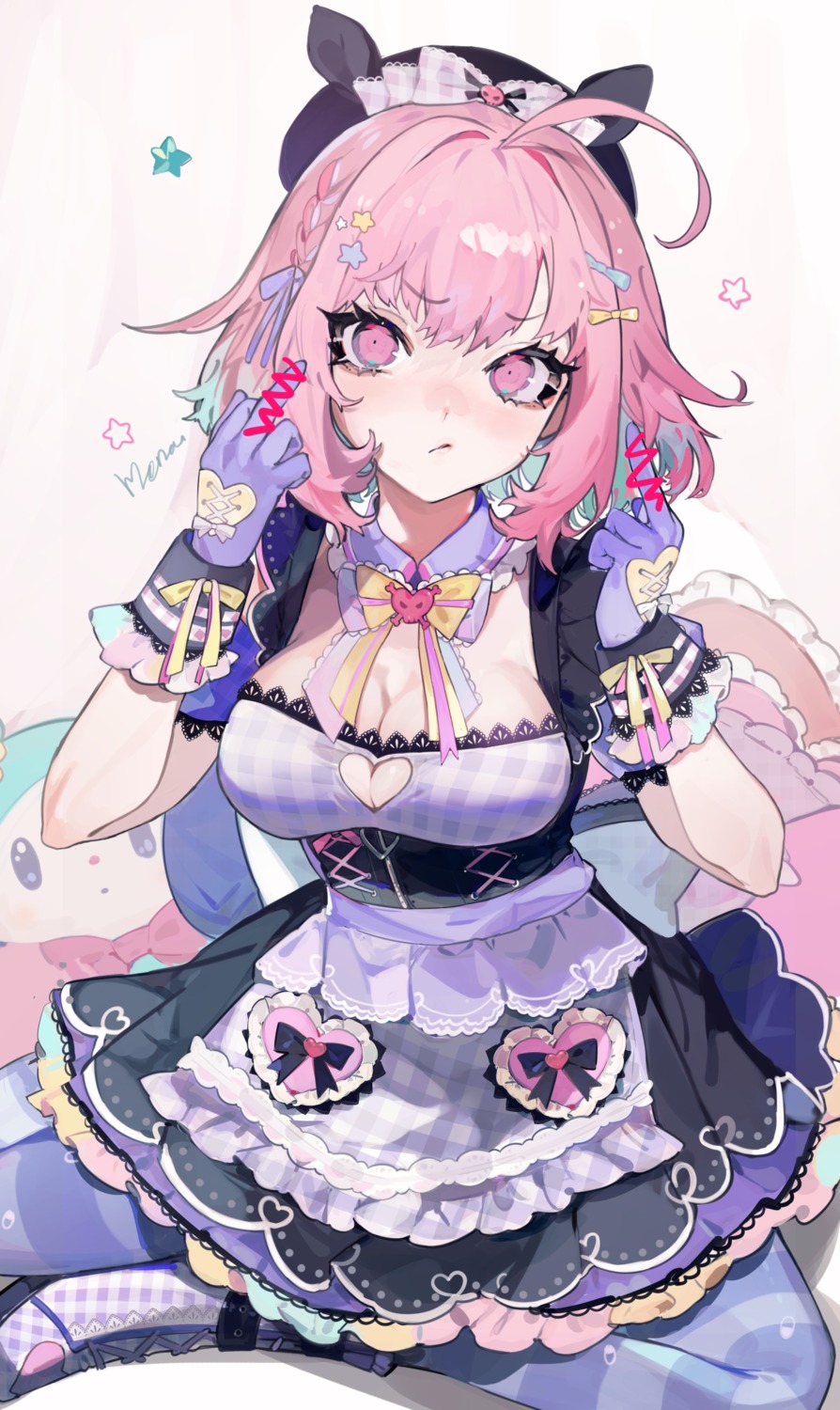 censored, cleavage, maid, no_bra, the_idolm@ster, the_idolm@ster_cinderella_girls, u_tnmn, yumemi_riamu