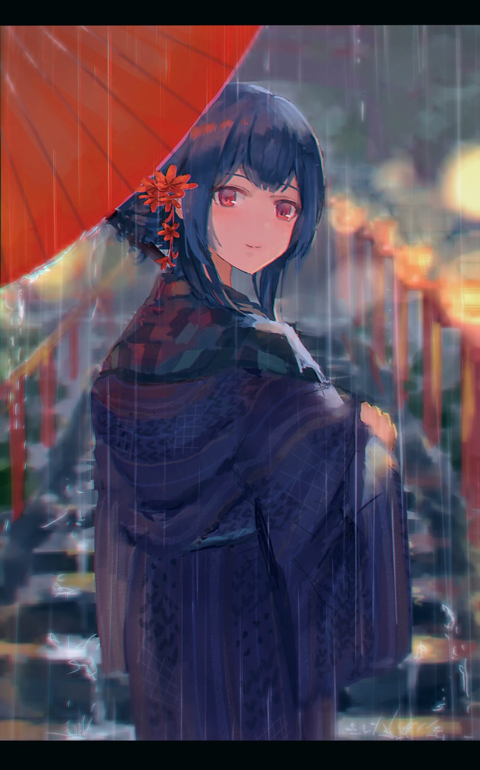 kimono, madogiwa_(ran5), morino_rinze, the_idolm@ster, the_idolm@ster_shiny_colors, umbrella
