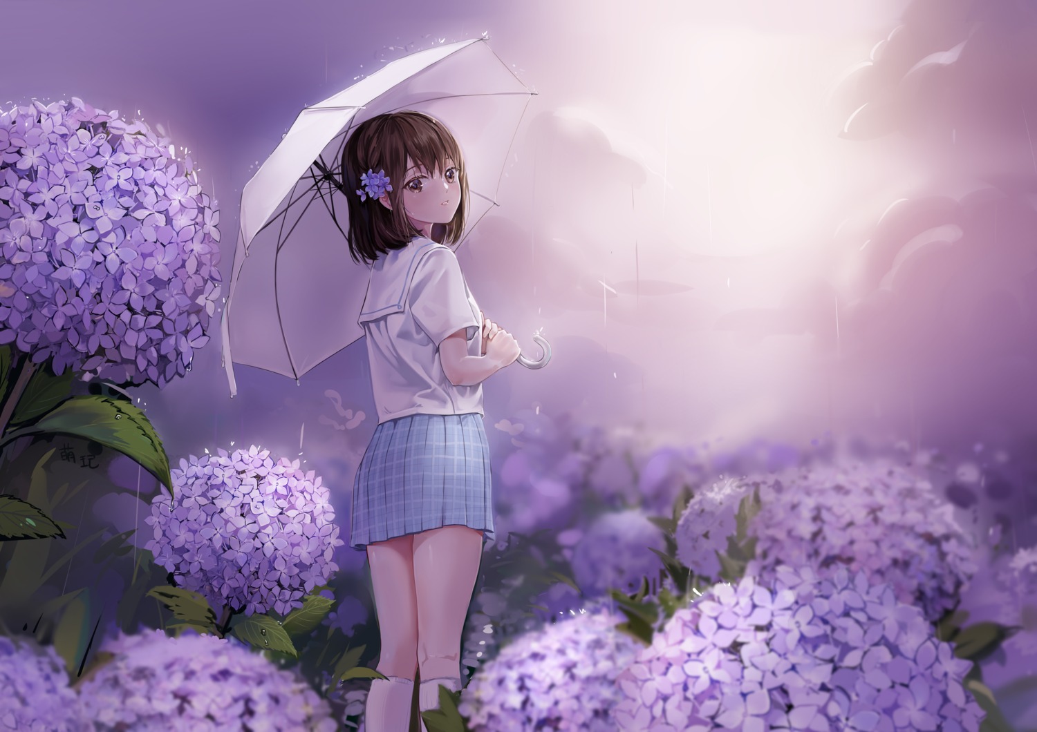 jiushi_shijiu, seifuku, umbrella
