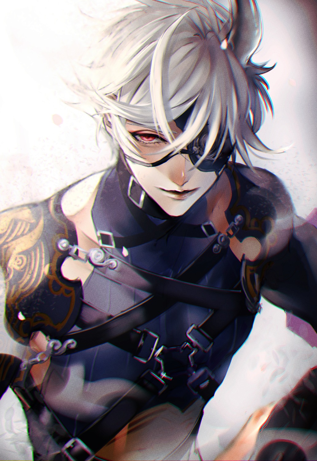 eyepatch, horns, male, nipponia_nippon, onimaru_kunitsuna, touken_ranbu