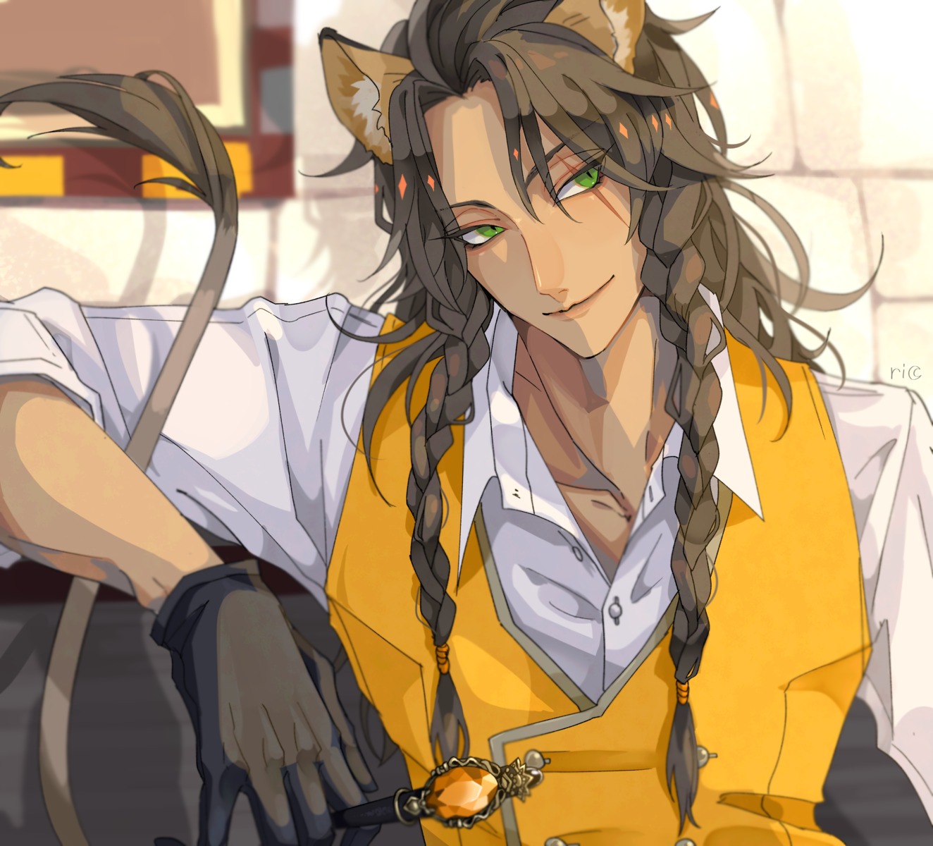 animal_ears, leona_kingscholar, male, ritsuki_mei, twisted_wonderland