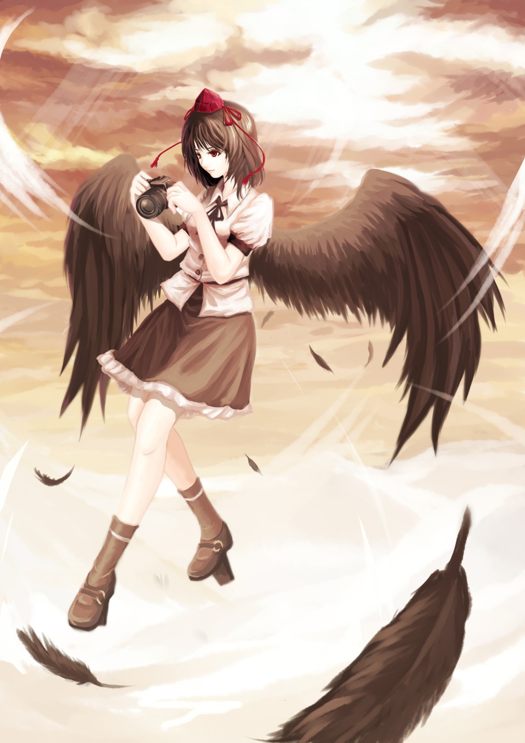 iyokamioto, shameimaru_aya, touhou, wings