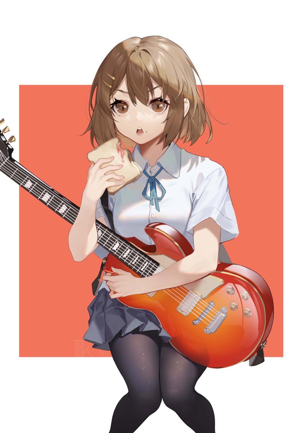 guitar, hirasawa_yui, k-on!, koi_han, pantyhose, seifuku