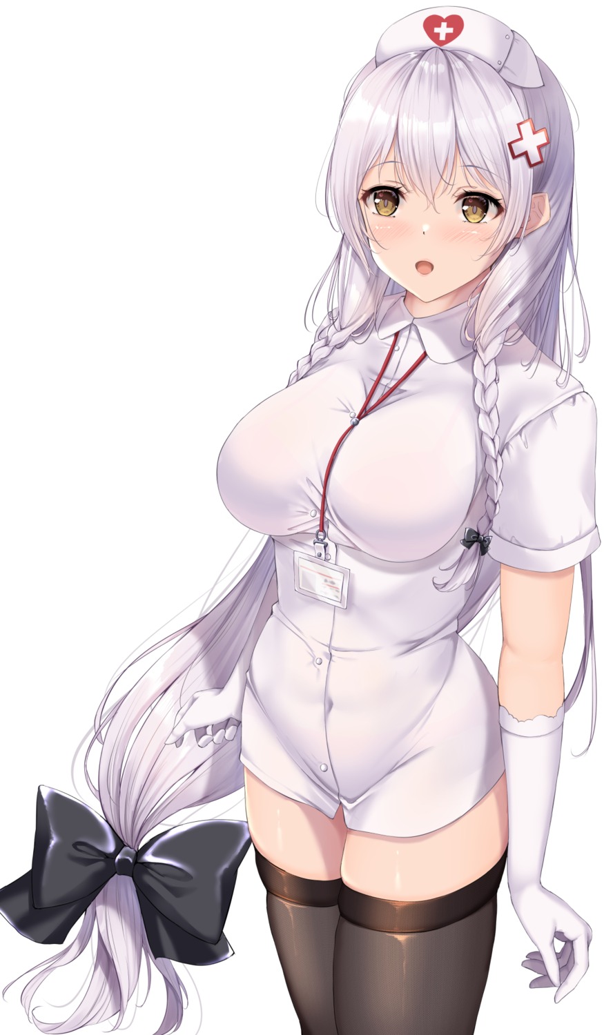 azur_lane, fukuda_shuushi, hermione_(azur_lane), nurse, thighhighs