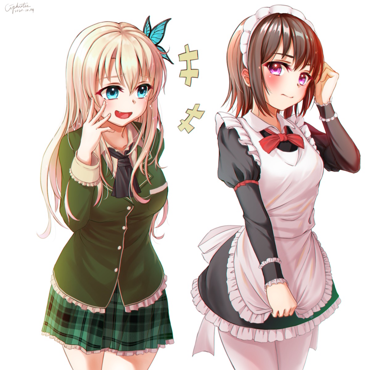 boku_wa_tomodachi_ga_sukunai, ciphotis, kashiwazaki_sena, maid, mikazuki_yozora, pantyhose, seifuku, yuri