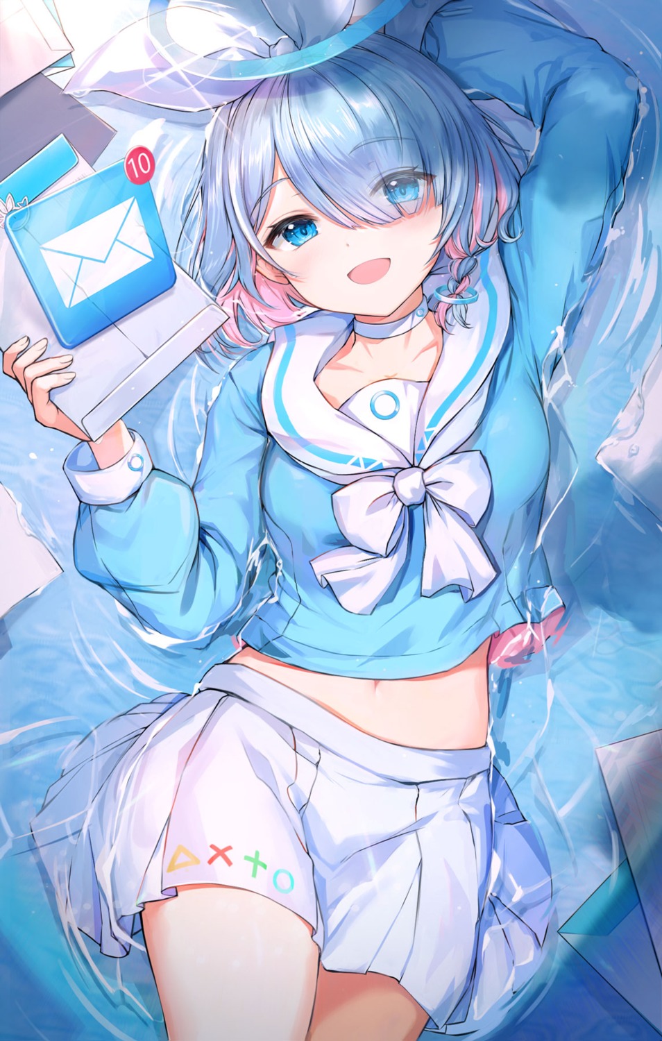 arona_(blue_archive), blue_archive, halo, luzzi_(milllim), seifuku, wet
