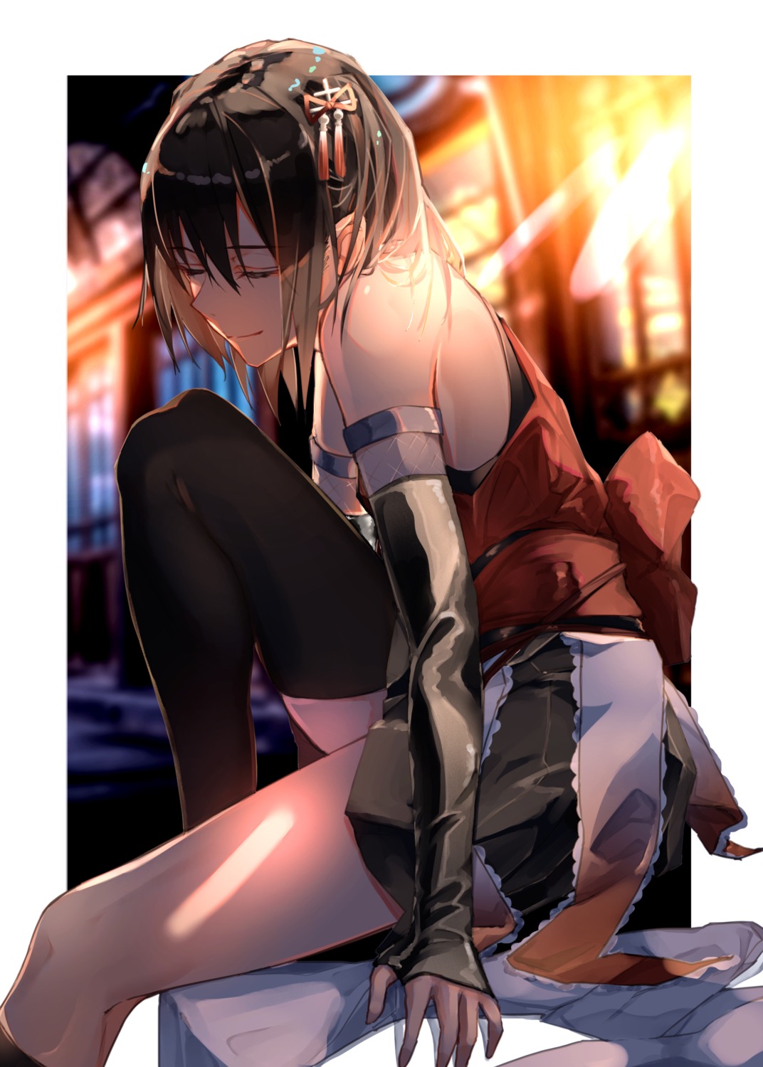 kantai_collection, kumanoko, sendai_(kancolle), thighhighs