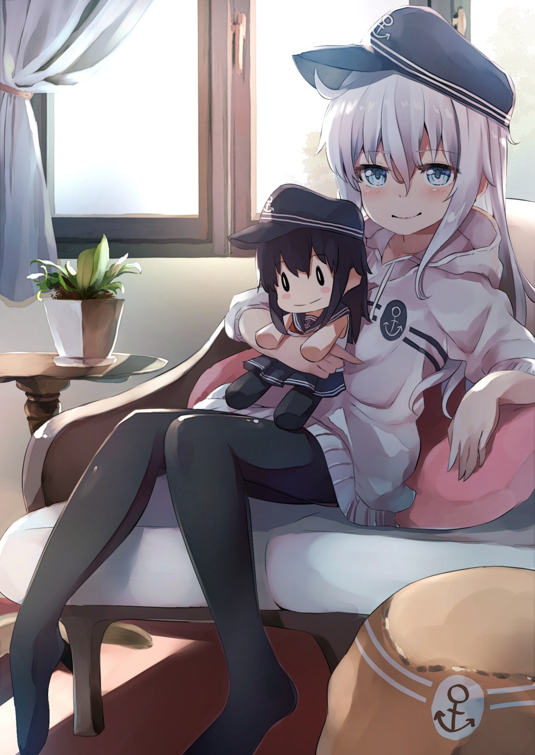 akatsuki_(kancolle), chibi, hibiki_(kancolle), kantai_collection, pantyhose, seifuku, taisho_(gumiyuki)