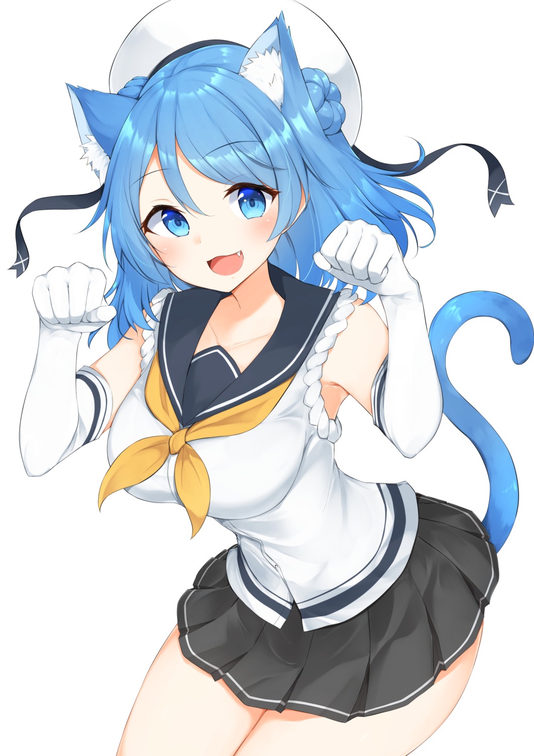 animal_ears, kantai_collection, nekomimi, sakikumo_(sakumo), seifuku, tail, urakaze_(kancolle)