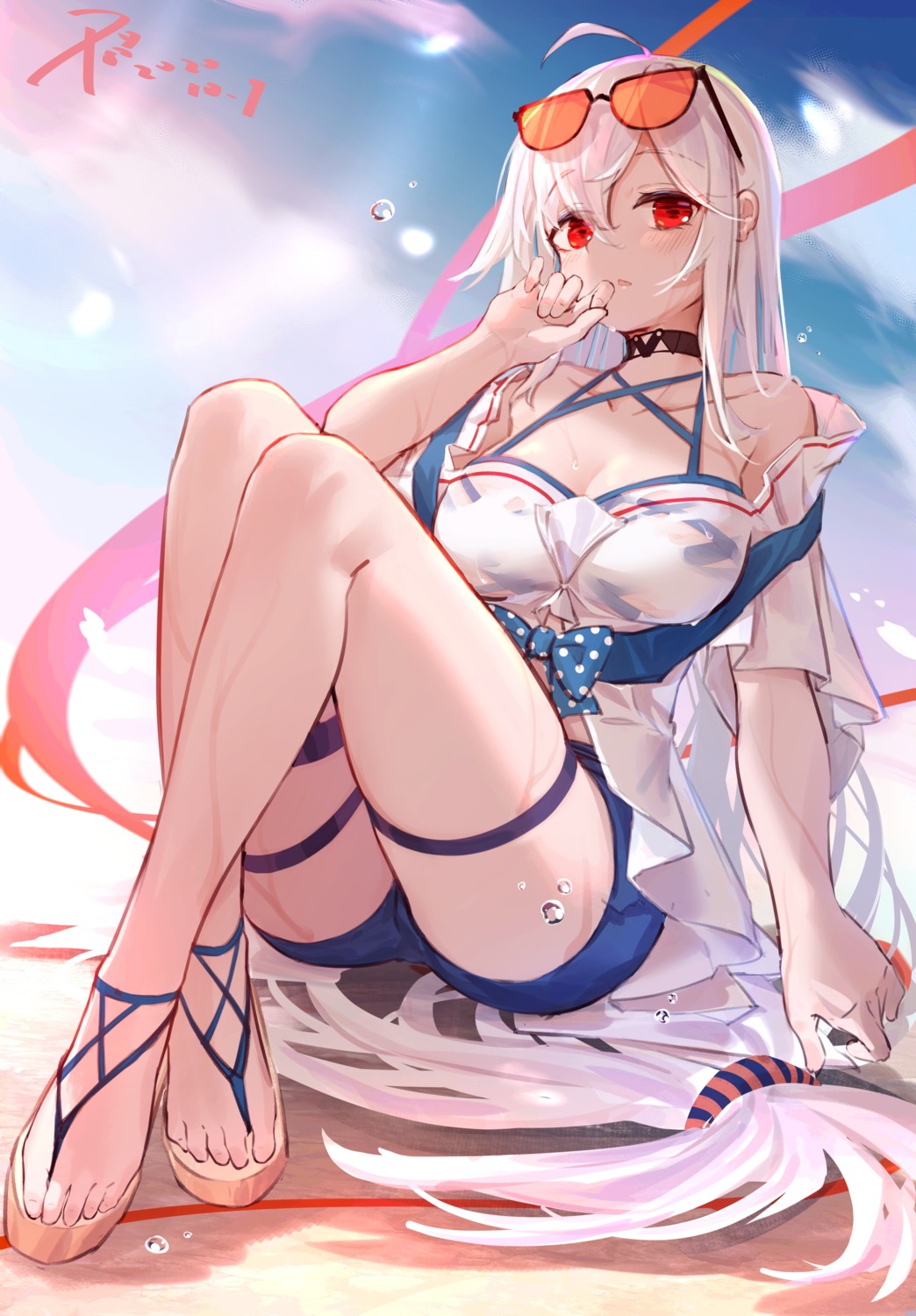 arknights, black_poi, garter, megane, see_through, skadi_(arknights)
