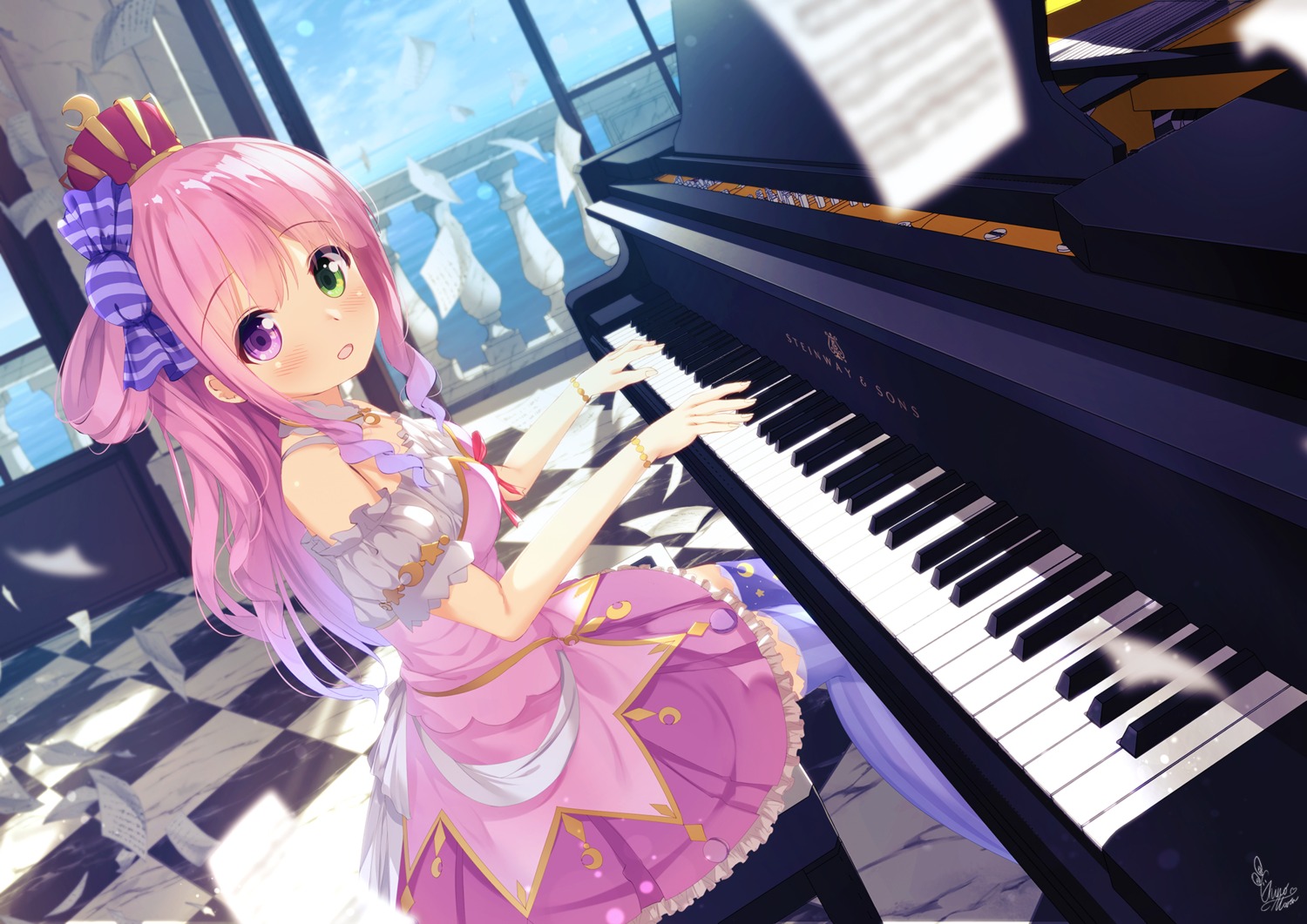 chinomaron, dress, heterochromia, himemori_luna, hololive, thighhighs