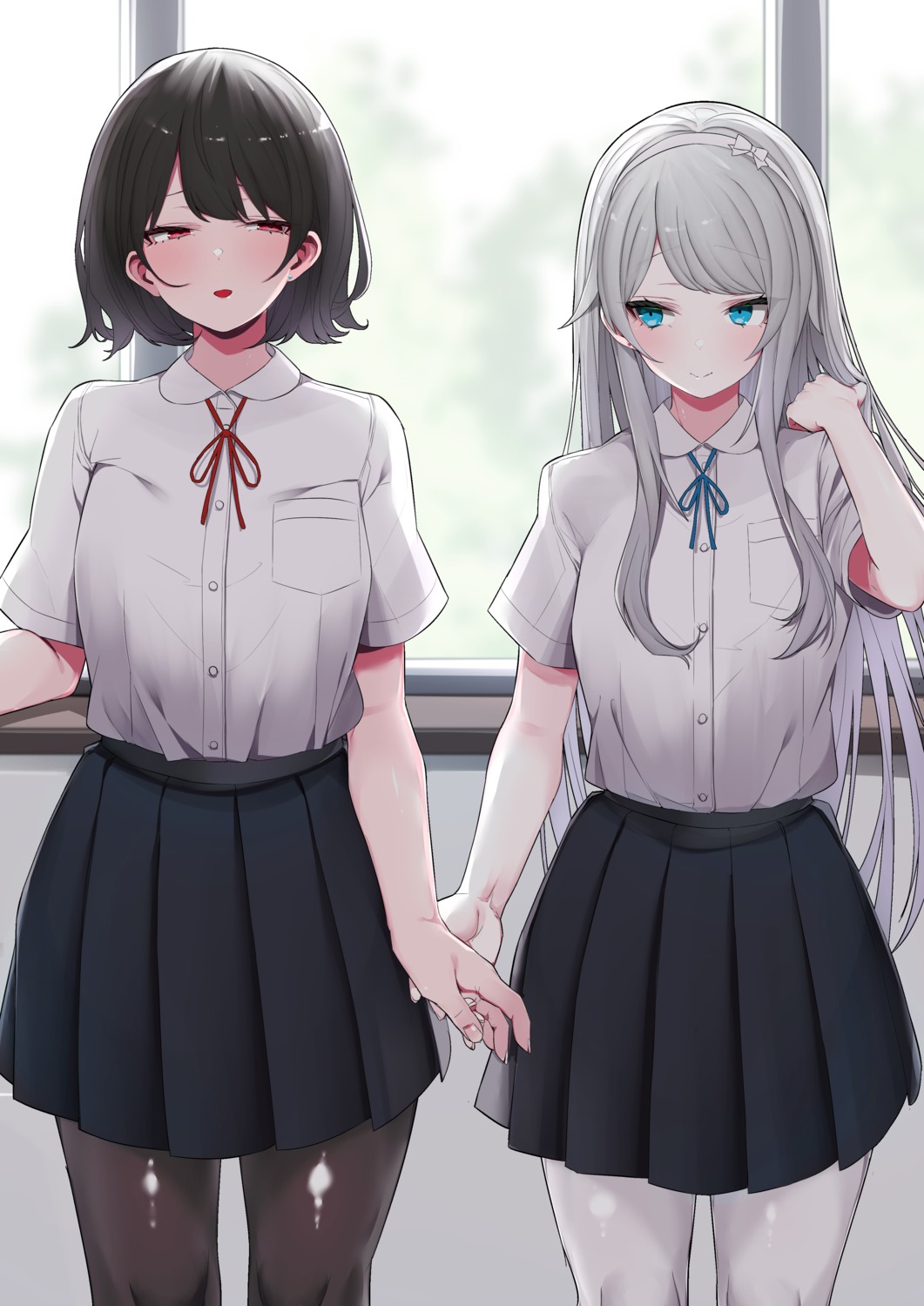 mitsudoue, pantyhose, seifuku, yuri