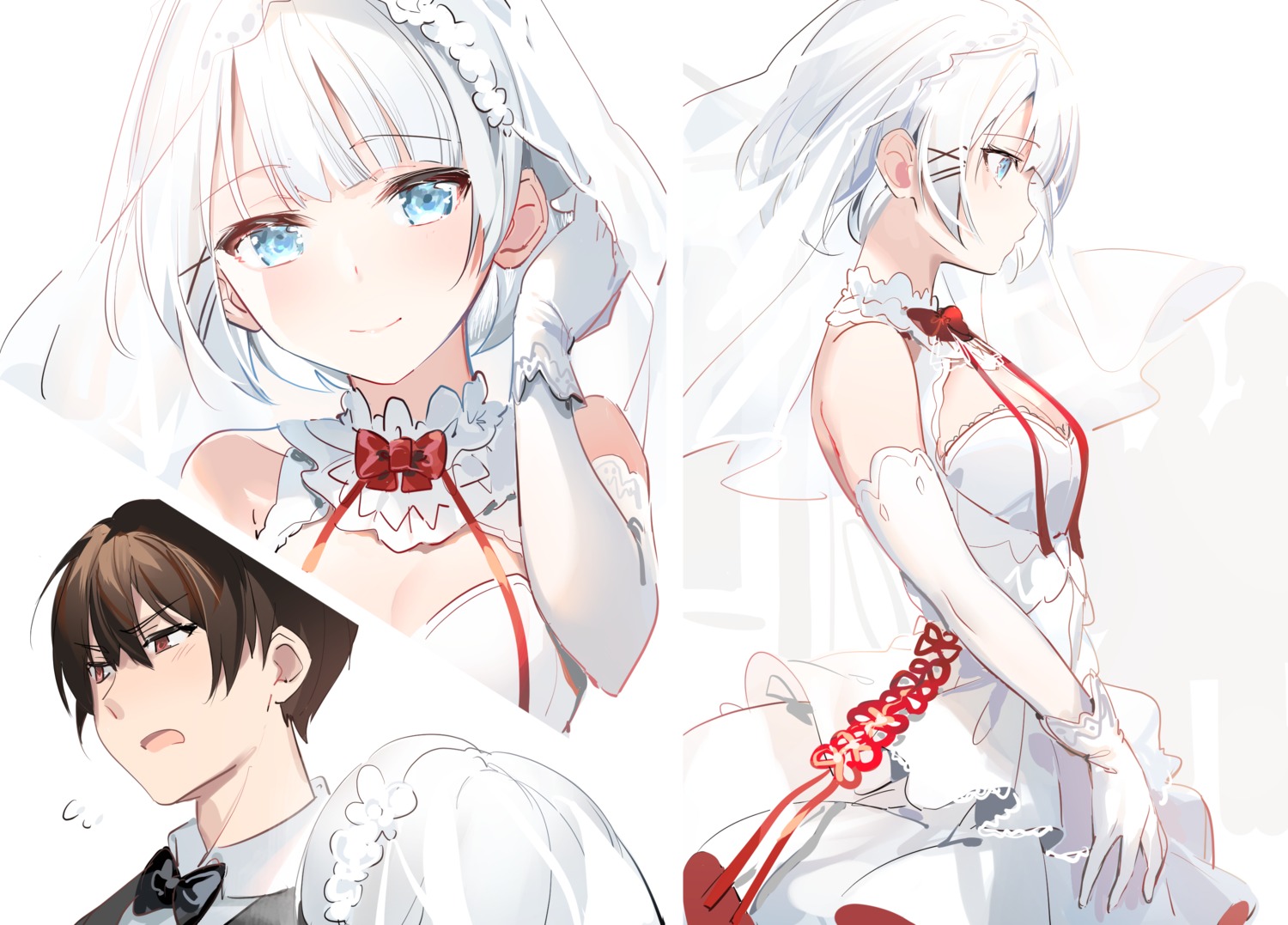 dress, kimizuka_kimihiko, no_bra, siesta_(tanmoshi), tantei_wa_mou_shindeiru., umibouzu, wedding_dress