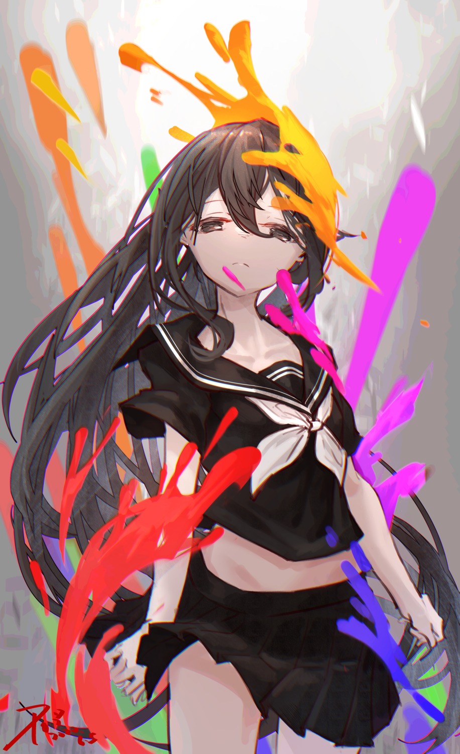 black_poi, seifuku, skirt_lift