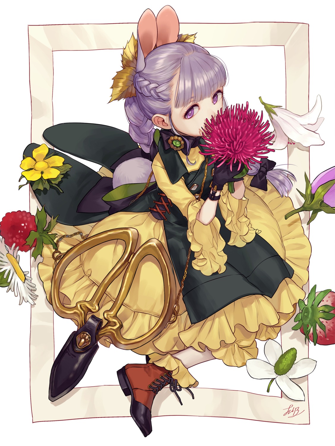 animal_ears, bunny_ears, cherico_(artist), dress, tail