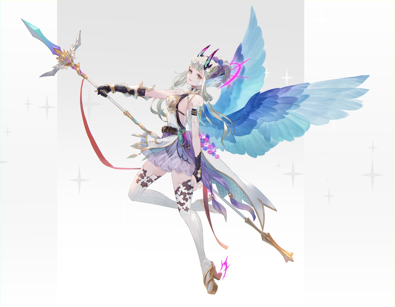 aka_tonbo_(lovetow), heels, horns, leotard, no_bra, see_through, skirt_lift, thighhighs