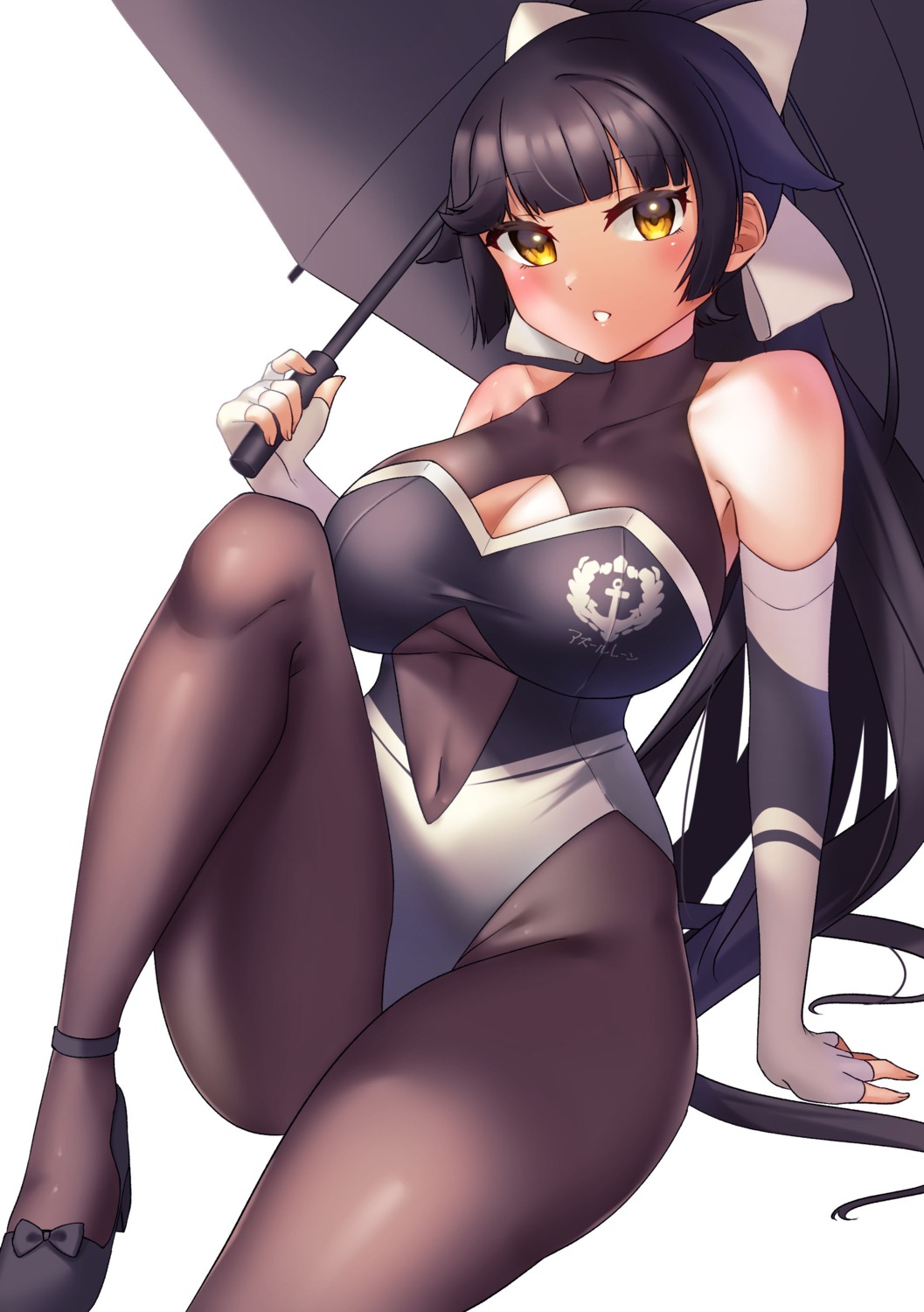 azur_lane, bodysuit, cleavage, heels, seele0907, takao_(azur_lane), umbrella