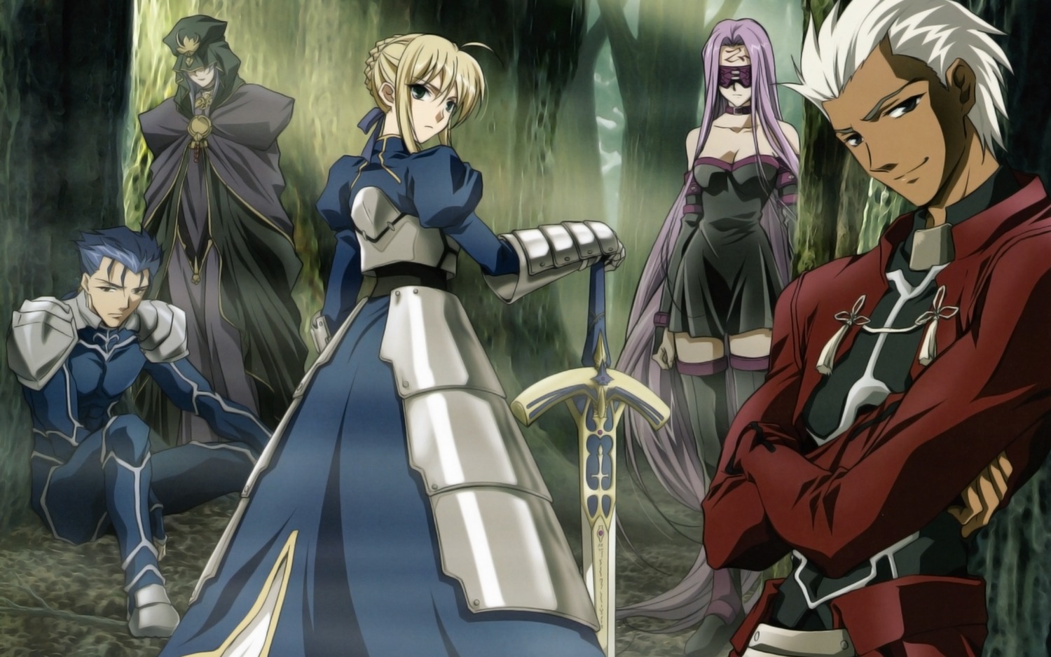 archer, artoria_pendragon_(fate), cu_chulainn_(fate), fate/stay_night, medea_(fate), medusa_(fate), yanagisawa_tetsuya