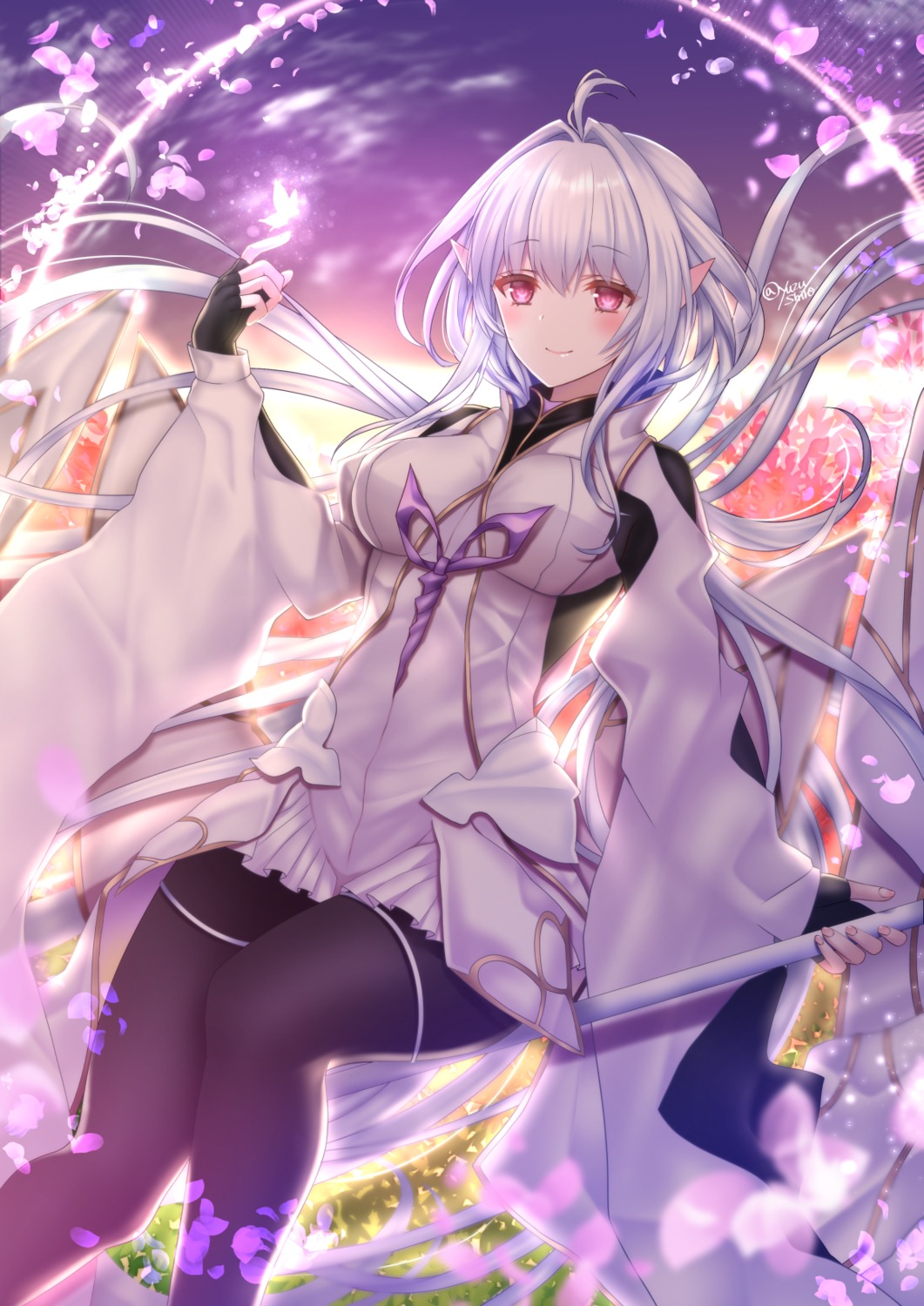 fate/grand_order_arcade, garter, merlin_(fate/prototype), pantyhose, pointy_ears, weapon, yuzushiro