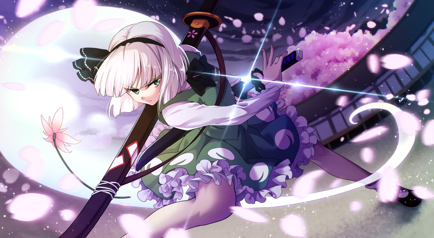 abiko_yuuji, bloomers, konpaku_youmu, myon, skirt_lift, sword, touhou