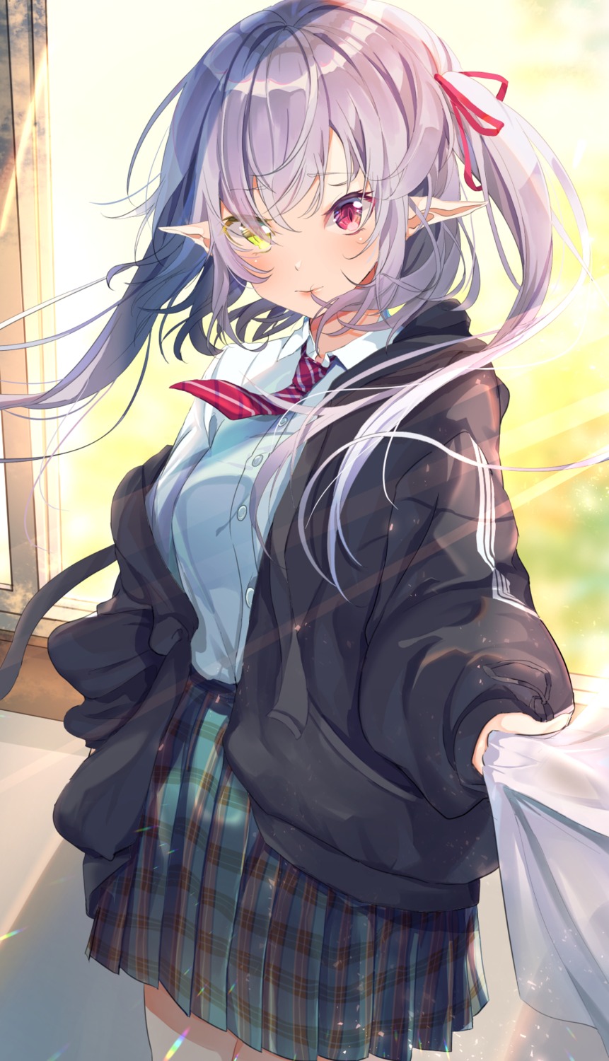 elf, heterochromia, mizurapi, pointy_ears, seifuku