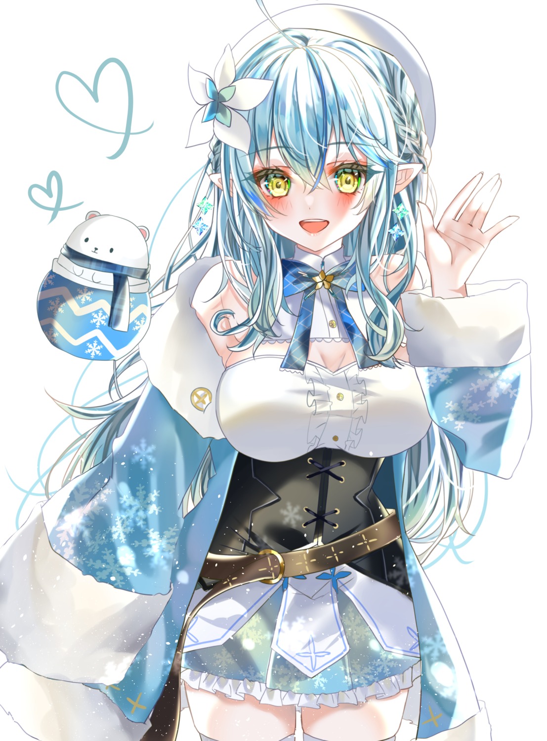 cleavage, elf, hololive, pointy_ears, thighhighs, user_cjpg7353, yukihana_lamy
