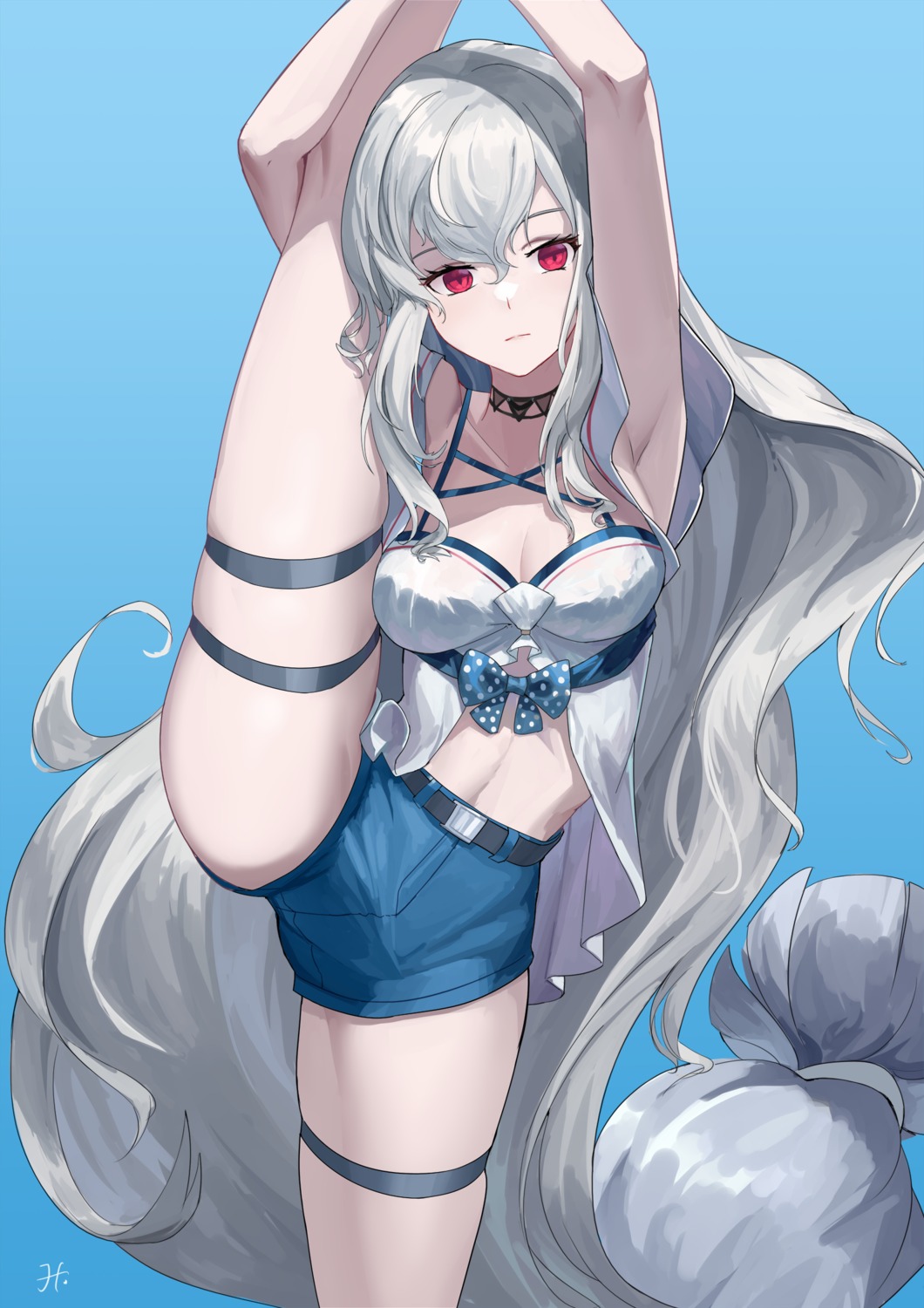arknights, cleavage, garter, han_(ozrfour), skadi_(arknights)