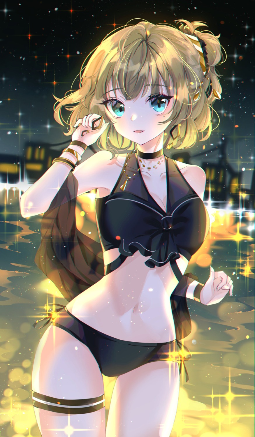 artist_revision, bikini, garter, heterochromia, swimsuits, takagaki_kaede, the_idolm@ster, the_idolm@ster_cinderella_girls