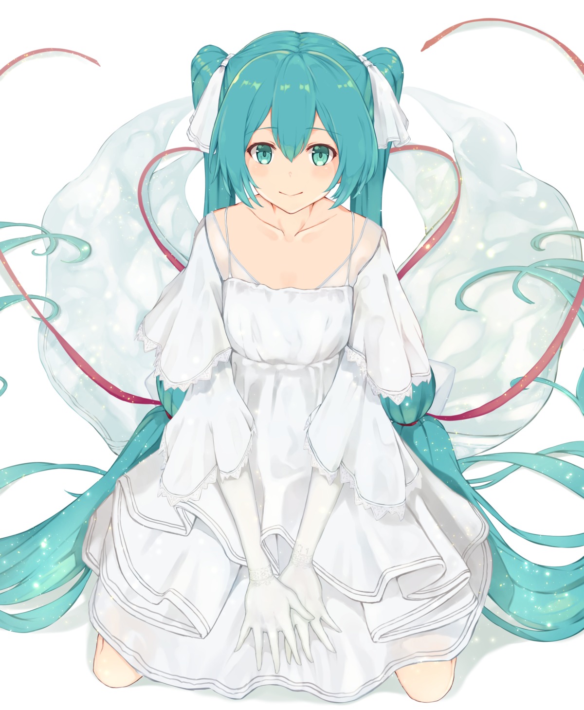 dress, hatsune_miku, piisu, see_through, vocaloid, wedding_dress